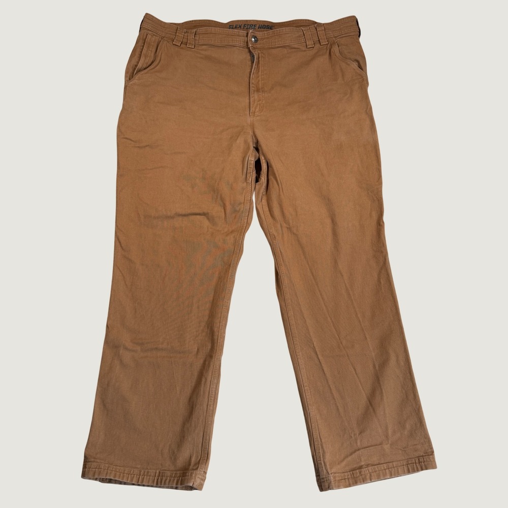 Duluth Trading Flex Fire Hose Foreman Pants Men 46x32 Brown Relaxed Fit Workwear